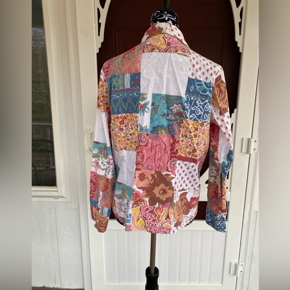 Kim Rogers Women’s Button Up Patchwork Paisley Design Top Size Medium - Picture 2 of 16